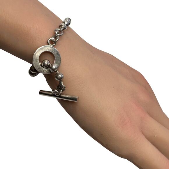Gucci Sterling Silver Ball Chain Toggle Clasp Bracelet - Picture 11 of 11